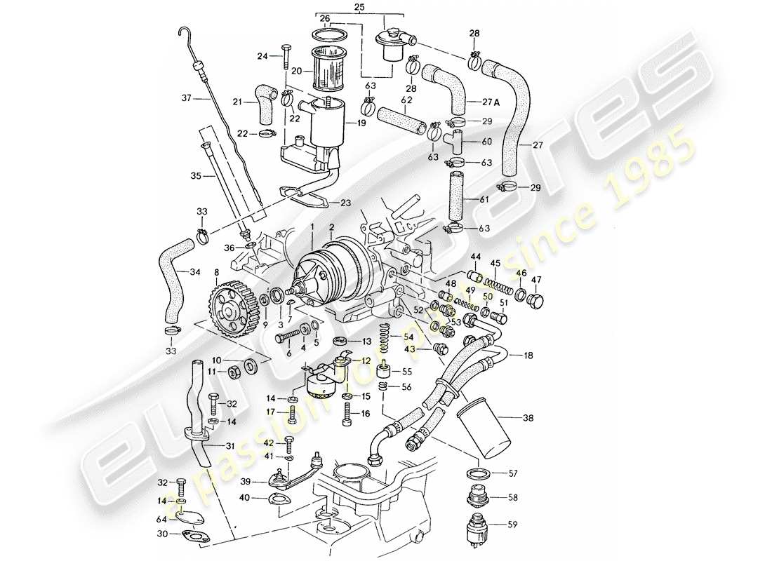 porsche 1986 (928) lubrification du moteur schéma des pièces
