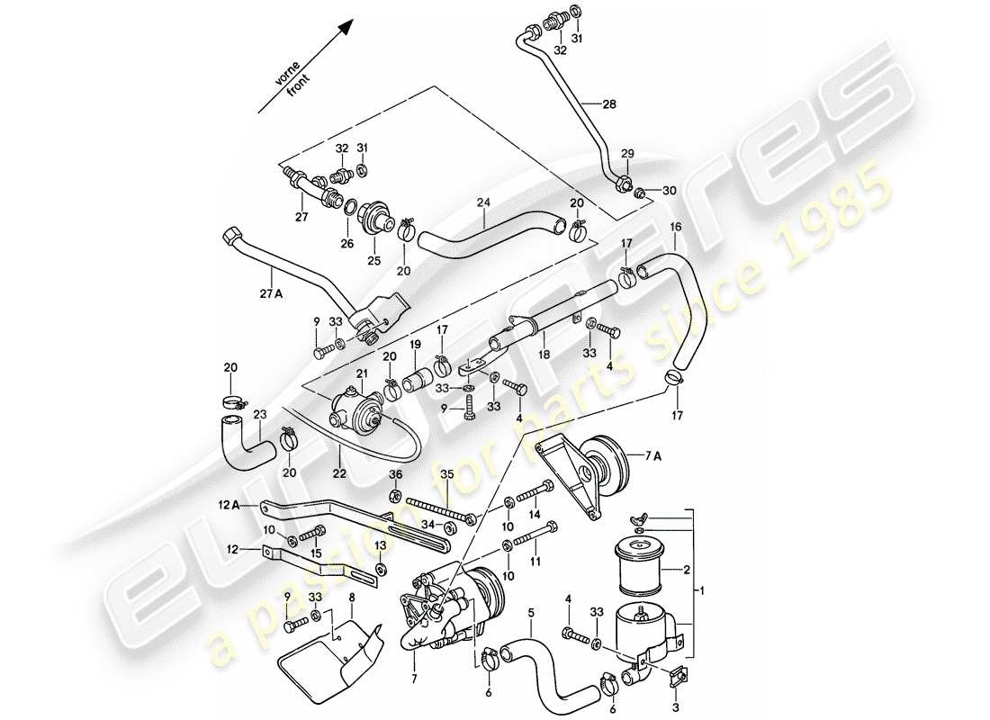 porsche 1982 (928) injection d'air schéma des pièces