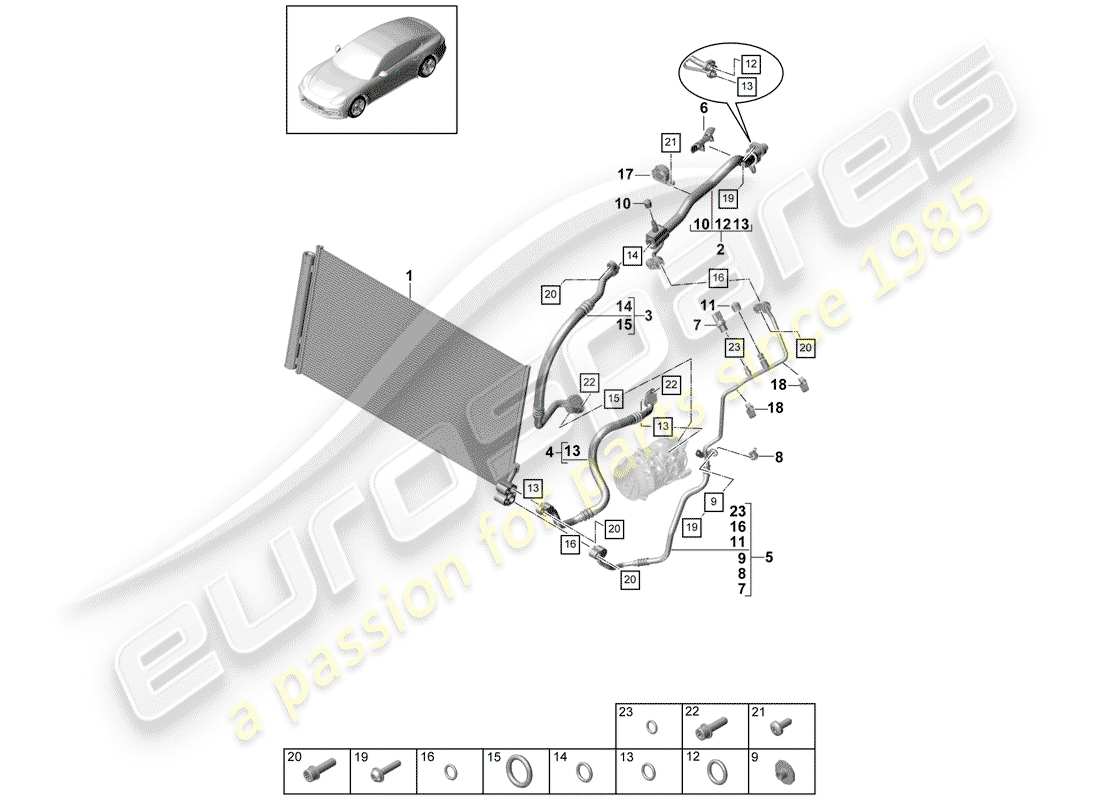 porsche 2019 (panamera 971-1) circuit frigorifique schéma des pièces