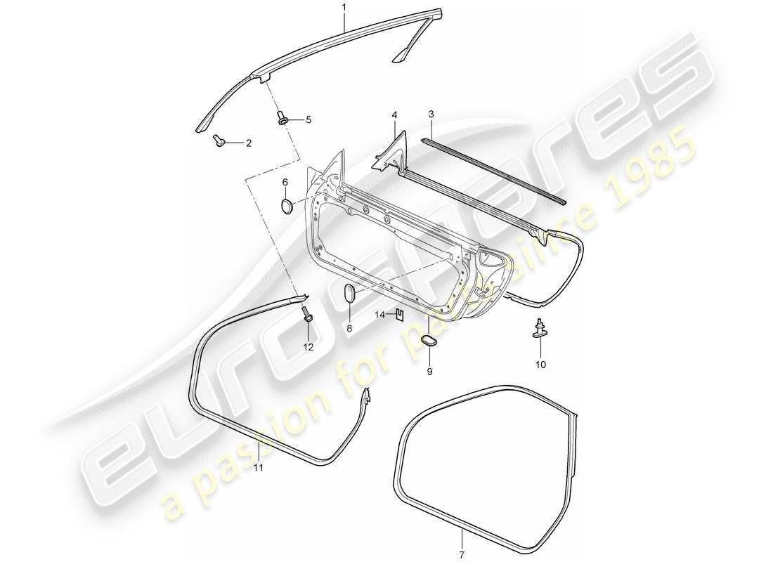 porsche 2009 997-2 turbo / gt2 joint de porte schéma des pièces