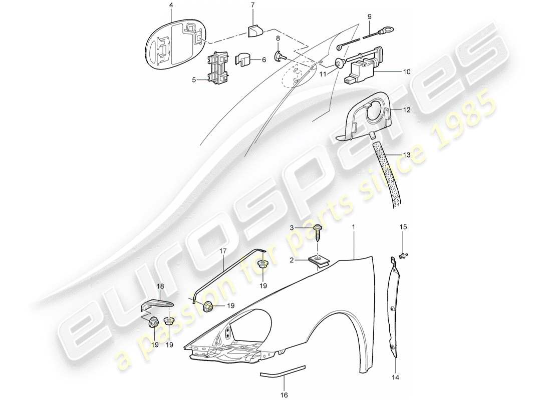 porsche 2009 997-2 turbo / gt2 diagramme des pièces fender