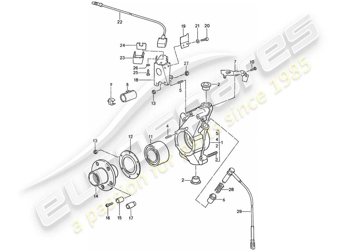 porsche 1987 (959) support de roue schéma des pièces
