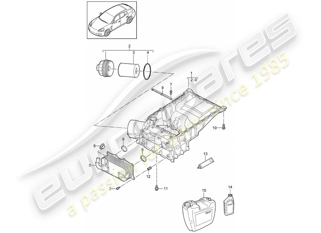porsche 2015 (panamera 970) boîtier conducteur d'huile schéma des pièces