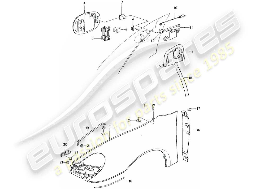 porsche 2002 (996 gt3) diagramme des pièces fender