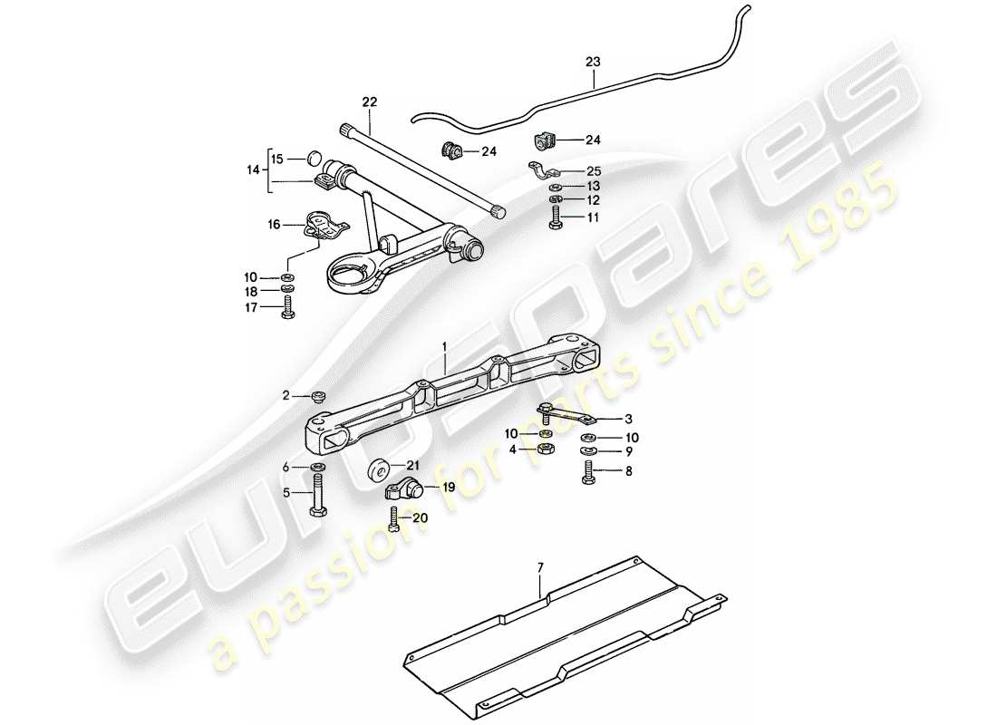 porsche 1987 (911) essieu avant - stabilisateur schéma des pièces