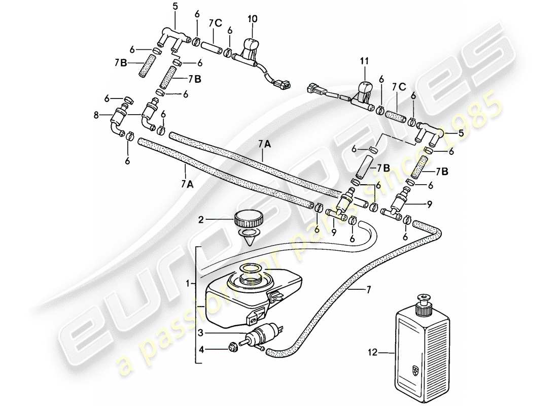 porsche 1986 (911) lave-glace intensif schéma des rondelle