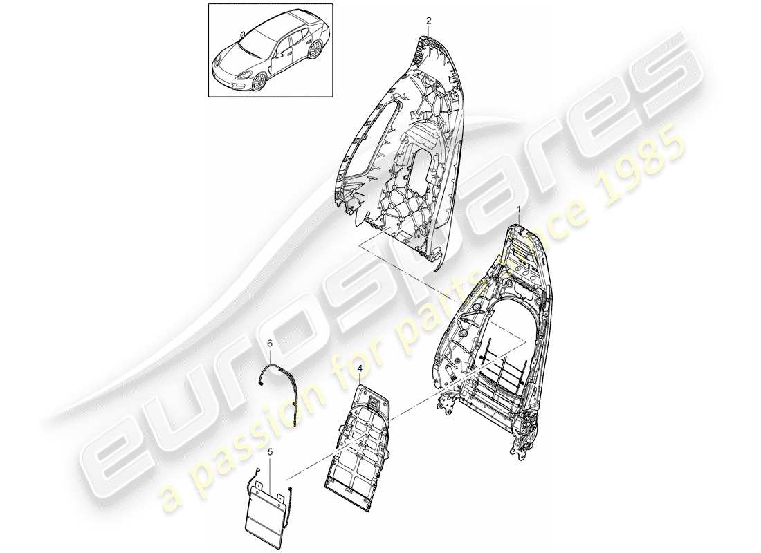 porsche 2015 (panamera 970) coque de dossier schéma des pièces