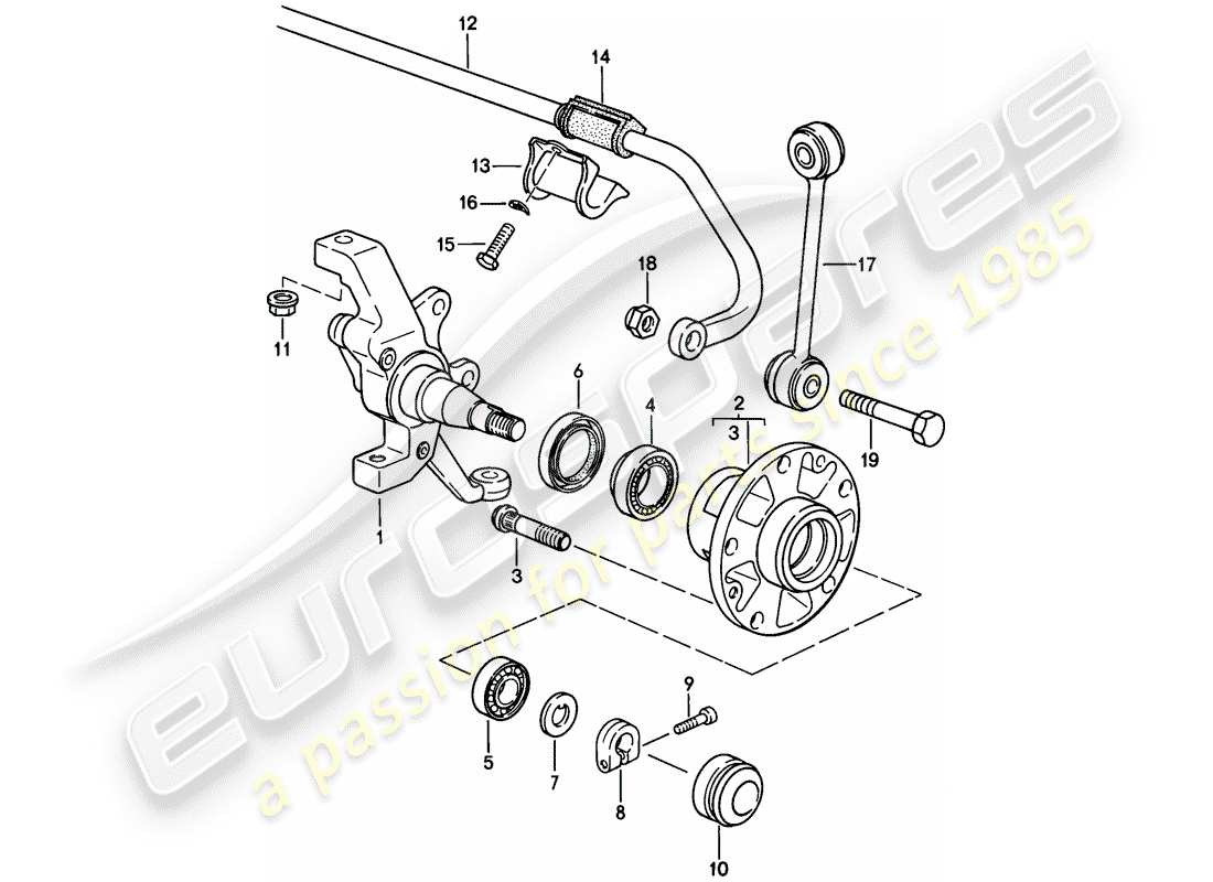 porsche 1978 (928) fusée de direction - stabilisateur - essieu avant - lubrifiants schéma des pièces