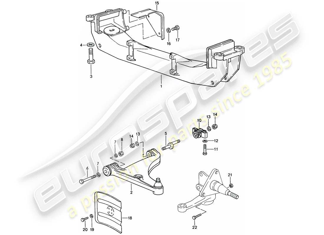 porsche 1988 (944) bras de commande de voie - traverse schéma des pièces