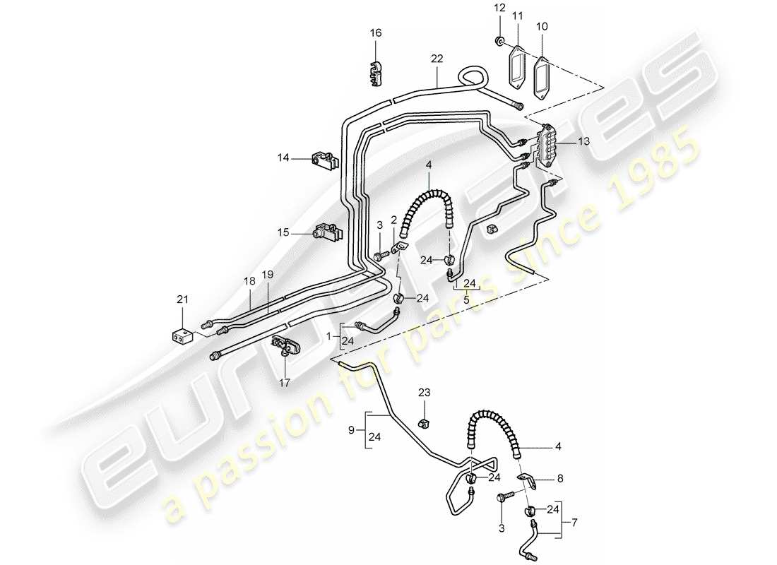 porsche 2009 997-2 turbo / gt2 conduite de frein schéma des pièces