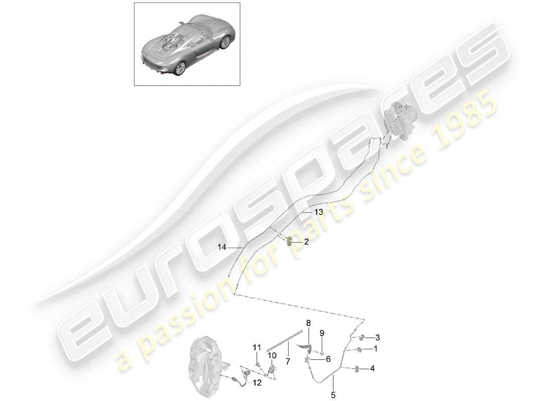 porsche 2015 (918 spyder) conduite de frein schéma des pièces