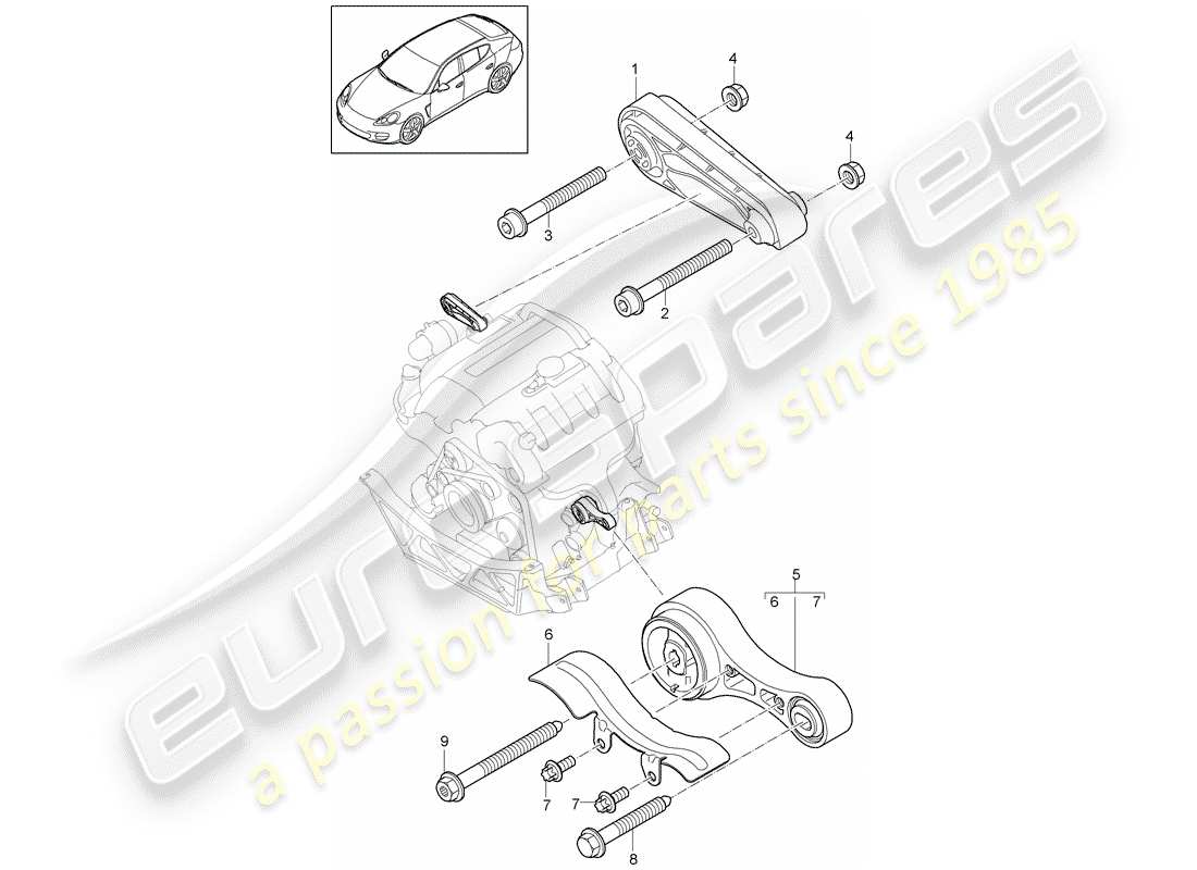 porsche 2013 (panamera 970) suspension du moteur schéma des pièces