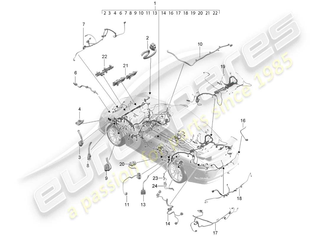 porsche 991r/gt3/rs (2020) faisceau de câblage schéma des pièces