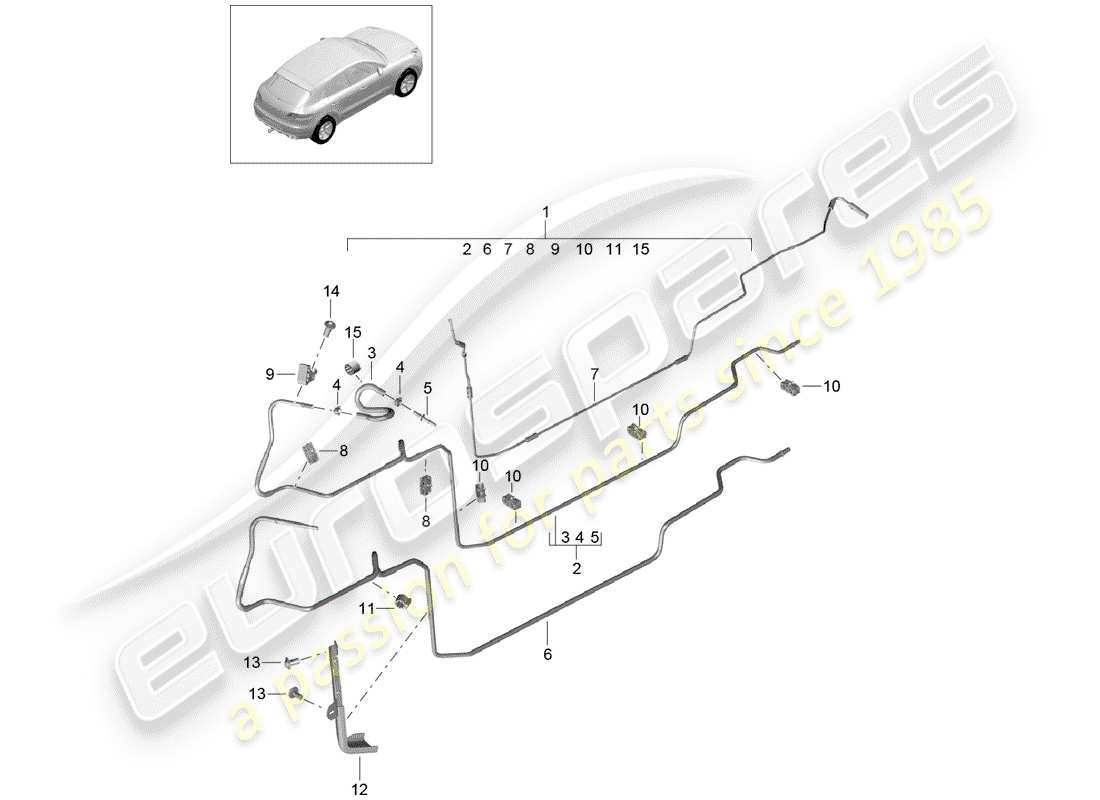 porsche 2014 (macan) système de carburant schéma des pièces