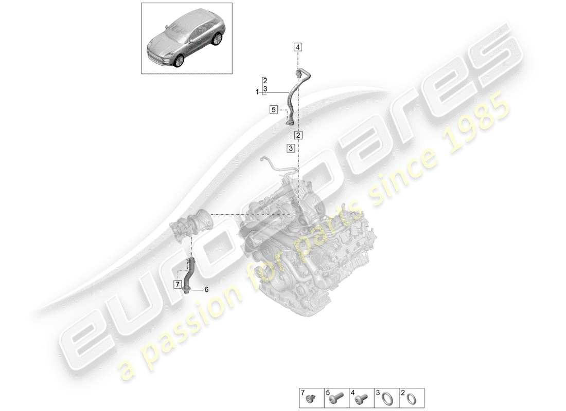 porsche 2019 (macan) conduite de pression d'huile schéma des pièces