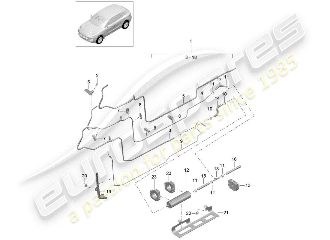 porsche 2014 (macan) système de carburant schéma des pièces