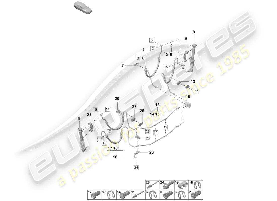porsche 2020 (992-1) conduite hydraulique schéma des pièces