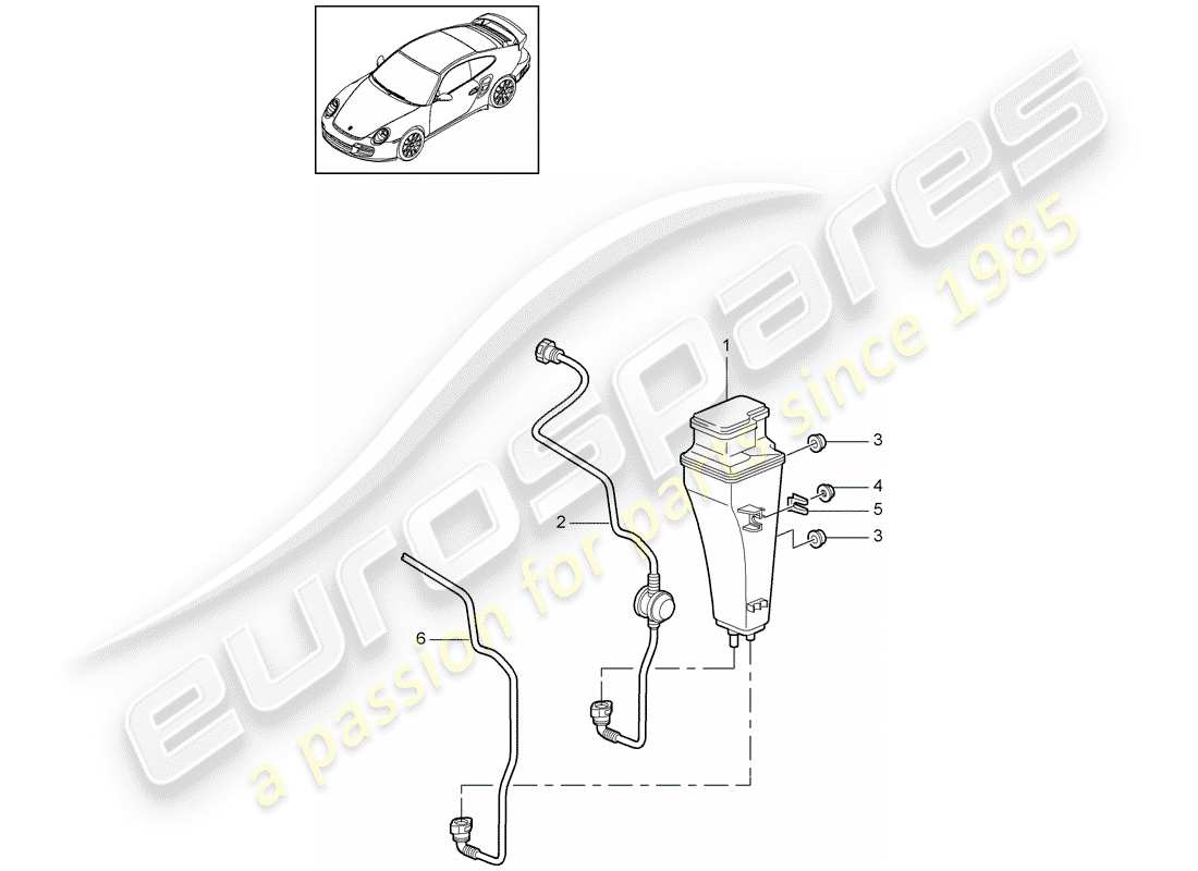 porsche 2012 (997-2 turbo / gt2 rs) cartouche d'émission par évaporation schéma des pièces