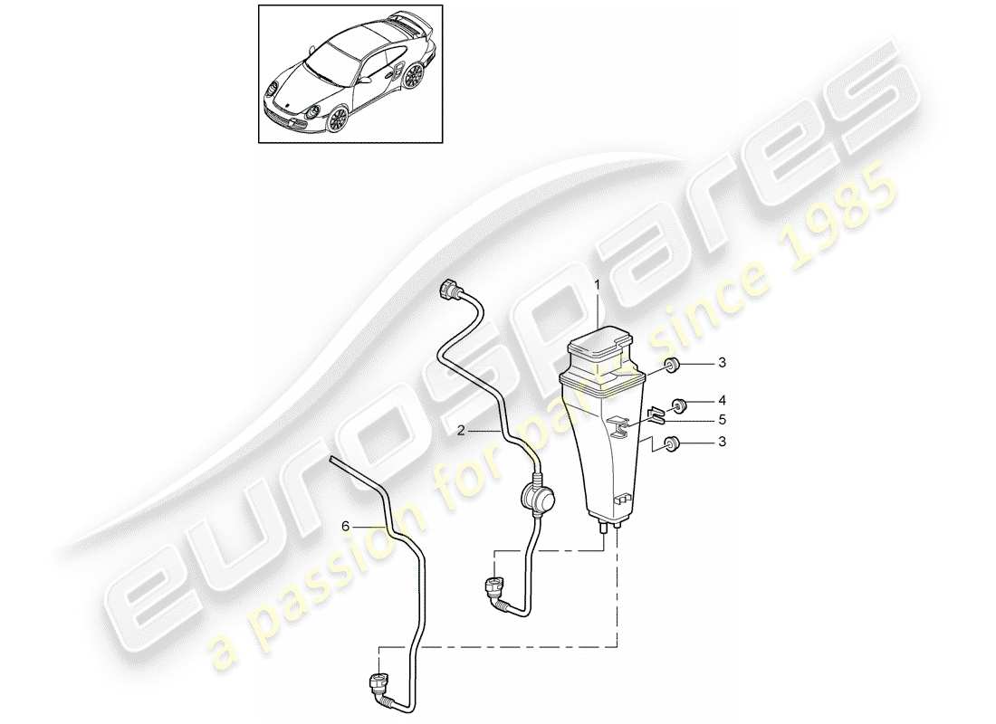 porsche 2012 (997-2 turbo / gt2 rs) schéma des pièces du réservoir d'émission par évaporation