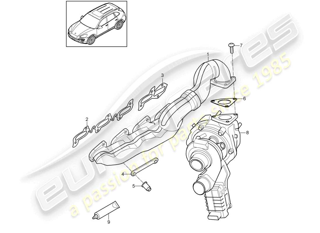porsche 2013 (cayenne e2 92a) système d'échappement collecteurs d'échappement schéma des pièces