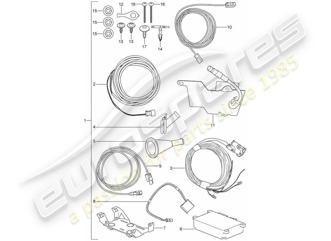 porsche 2016 (tequipment cayenne) kit d'installation schéma des pièces