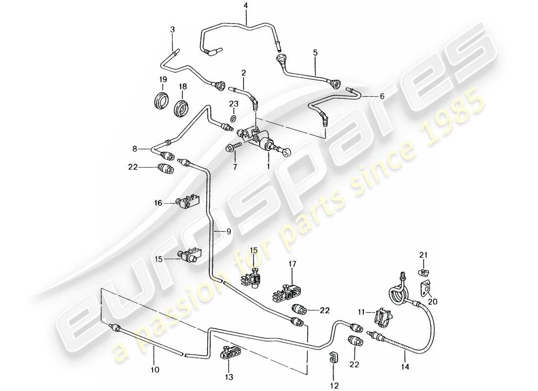 porsche 2003 (986 boxster) embrayage hydraulique - fonctionnement - maitre-cylindre d'embrayage - ligne de tube/tuyau schéma des pièces
