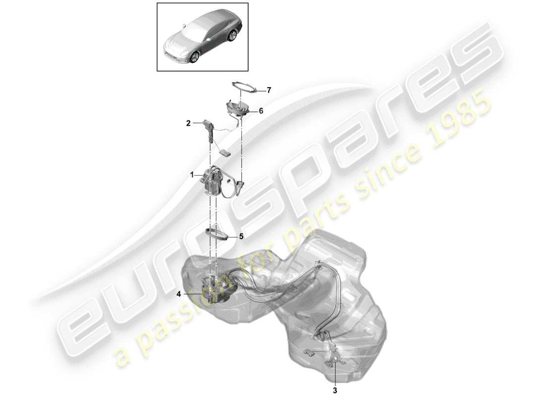 porsche 2019 (panamera 971-1) pompe à carburant schéma des pièces