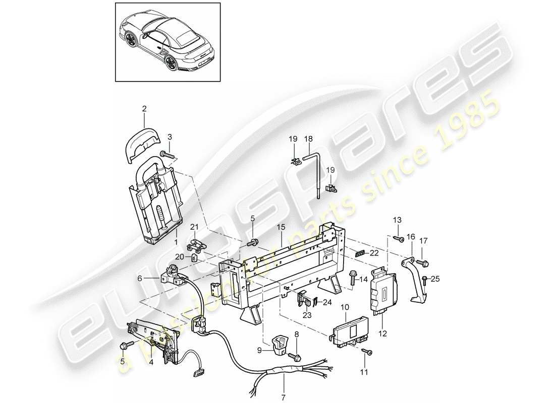 porsche 2012 (997-2 turbo / gt2 rs) roll bar schéma des pièces