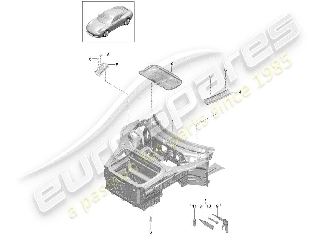 porsche 2019 (991-2) schéma des pièces front end