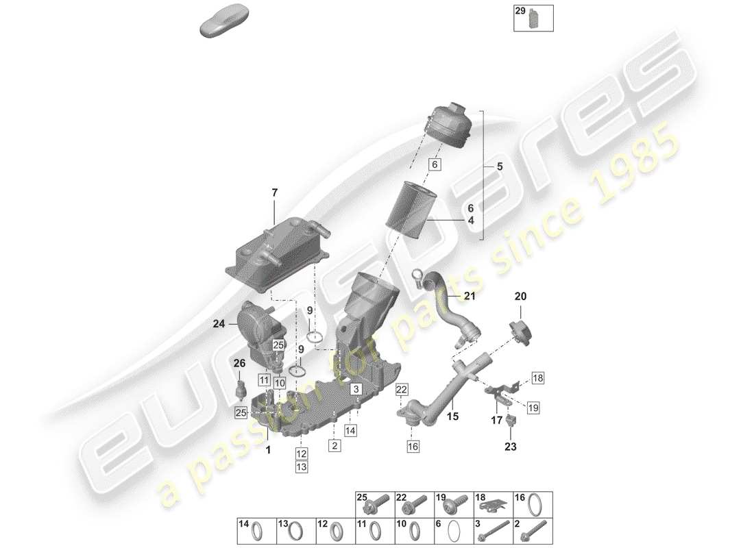 porsche 2019 (992-1) filtre à huile schéma des pièces