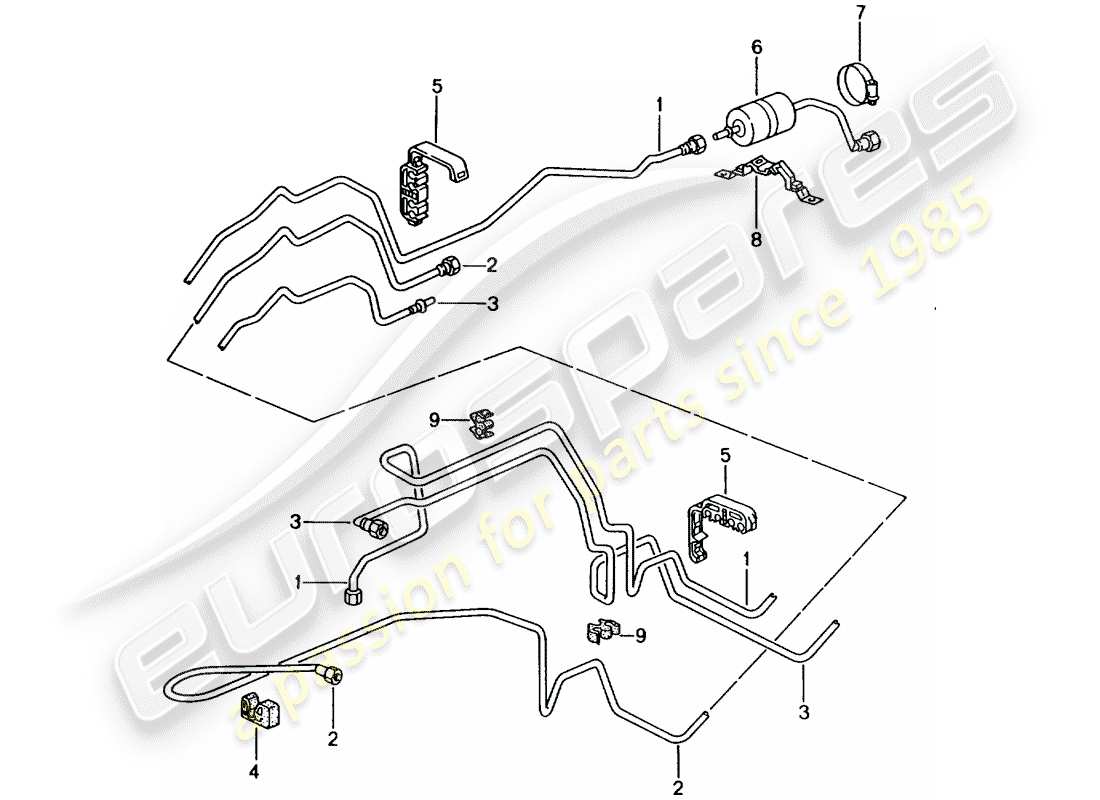 porsche 1999 (996) conduite de carburant - système d'alimentation en carburant schéma des pièces