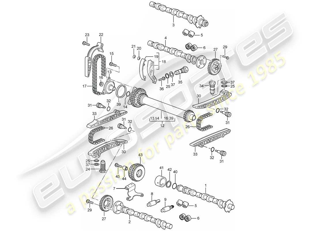 porsche 2007 (997-1) arbre à cames schéma des pièces