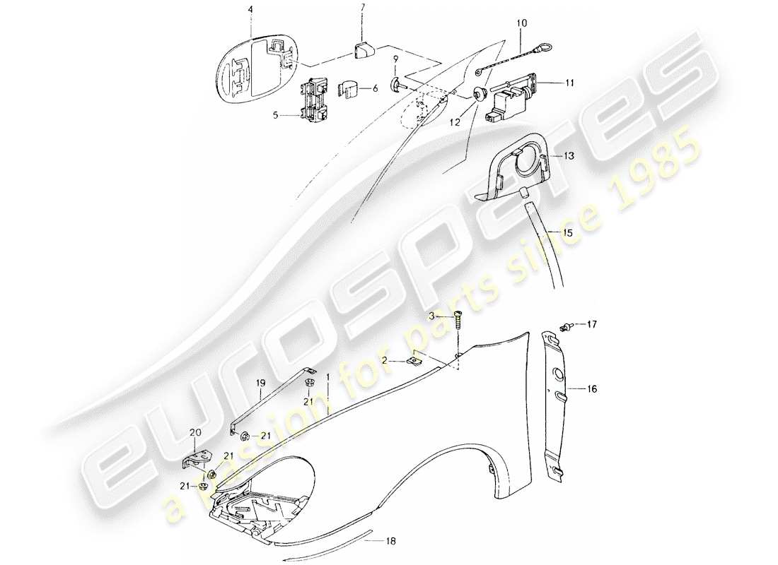 porsche 2004 (986 boxster) diagramme des pièces fender