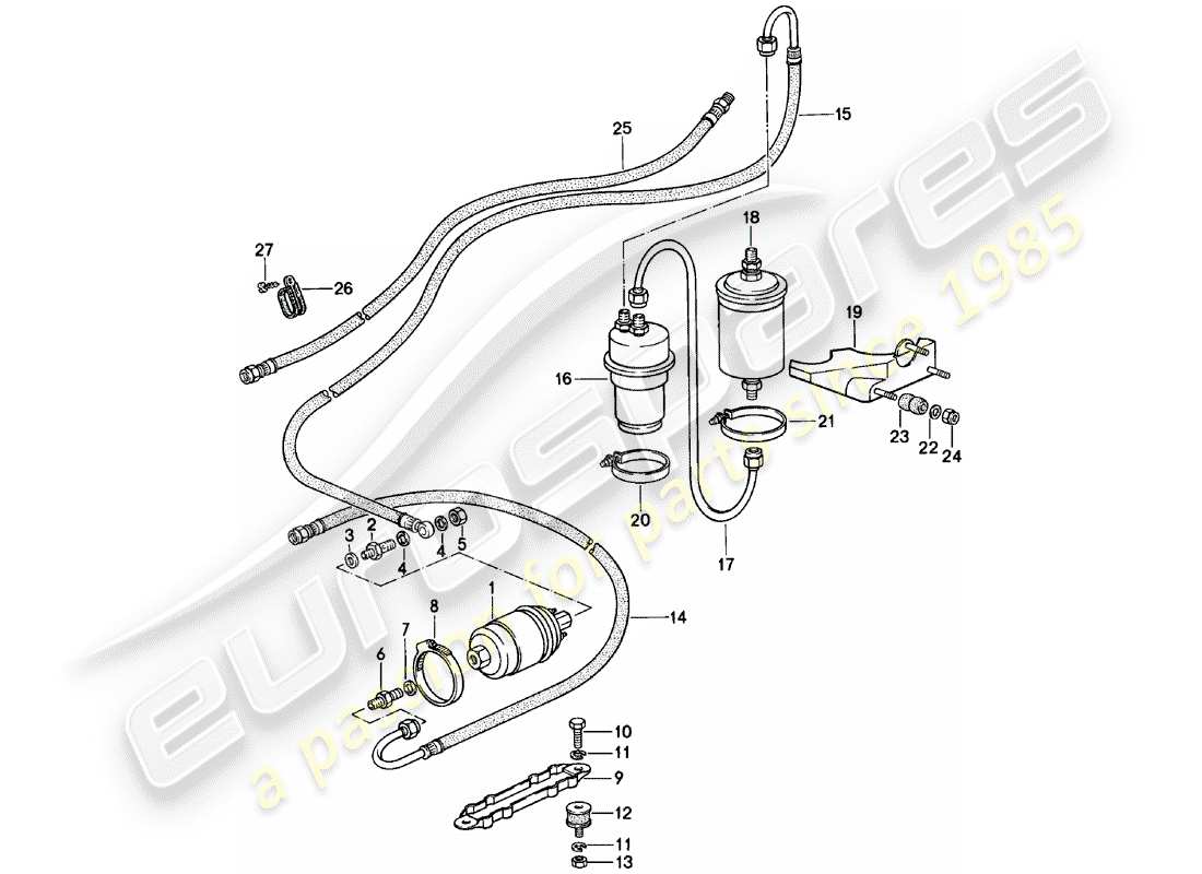 porsche 1978 (911) système de carburant schéma des pièces