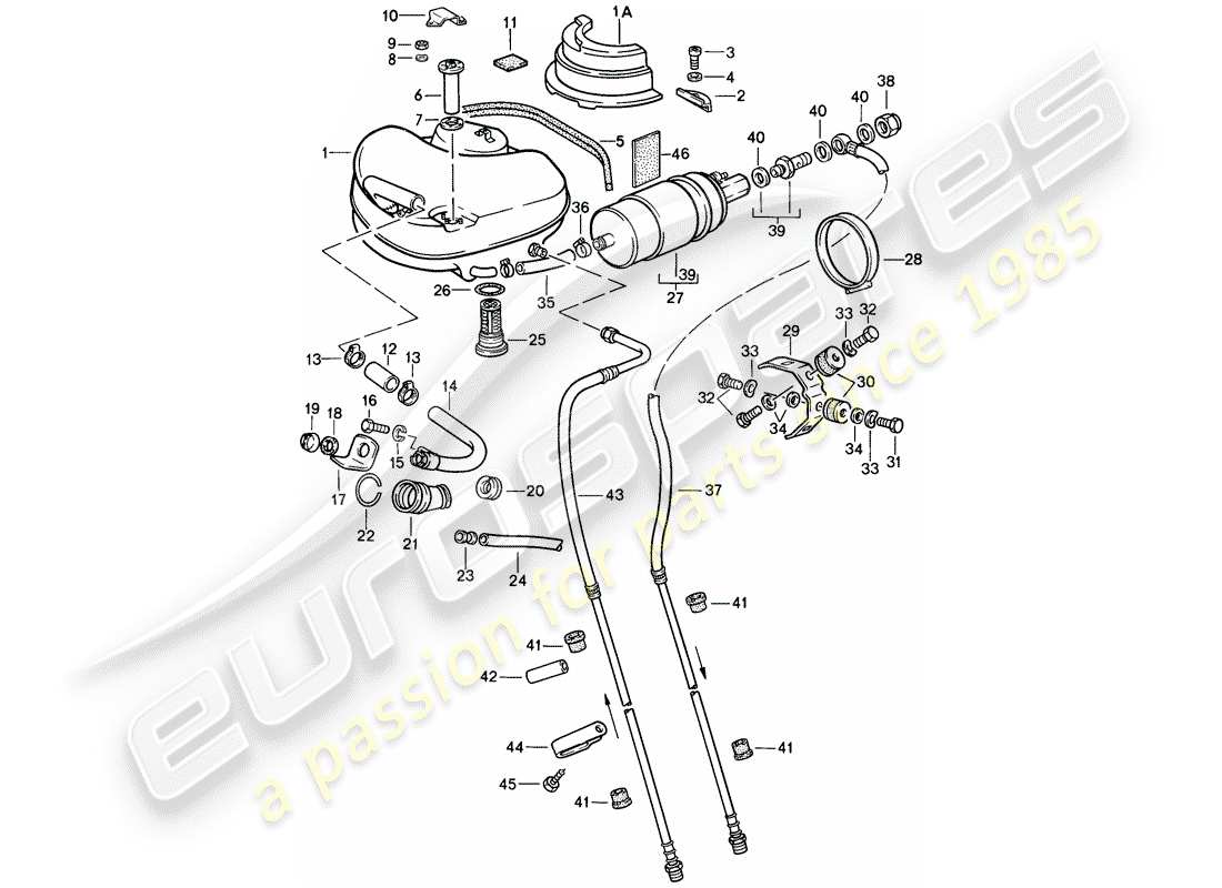 porsche 1988 (911) système de carburant schéma des pièces