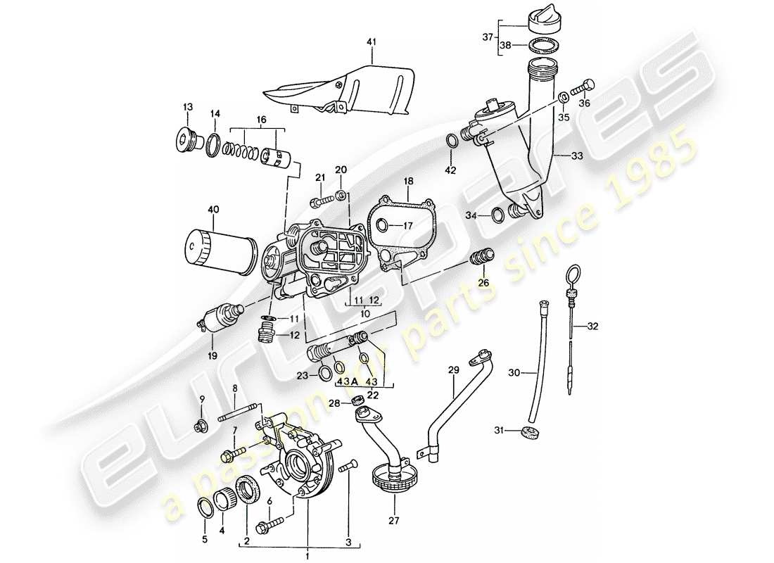 porsche 1986 (944) lubrification du moteur schéma des pièces
