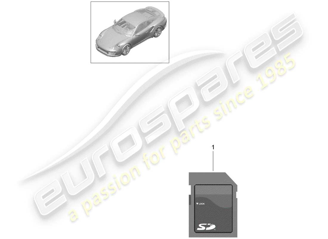porsche 991 turbo (2020) diagramme des pièces de la carte sd