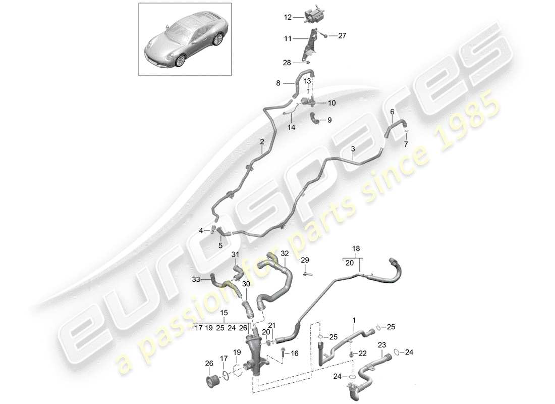porsche 2019 (991-2) diagramme des pièces de la conduite d'eau
