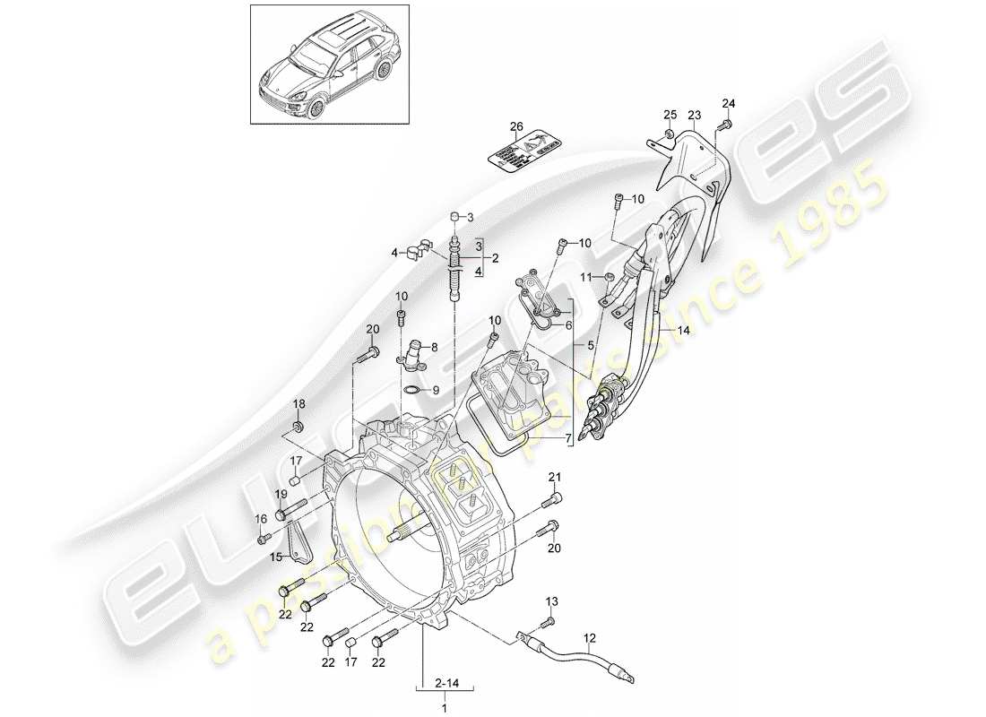 porsche 2011 (cayenne e2 92a) moteur de traction pour élect. diagramme des pièces d'entraînement