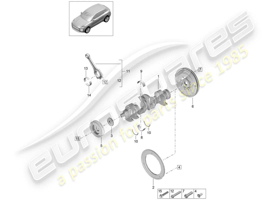 porsche 2019 (macan) diagramme de pièce de vilebrequin