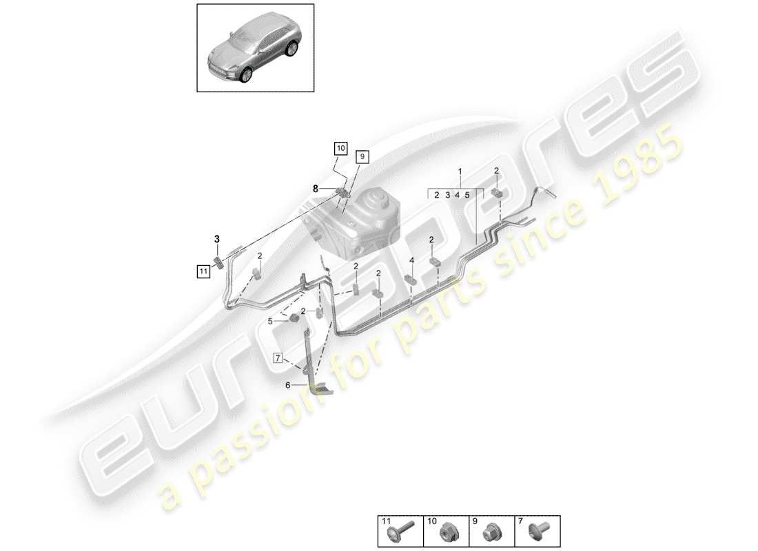 porsche 2019 (macan) système de carburant schéma des pièces