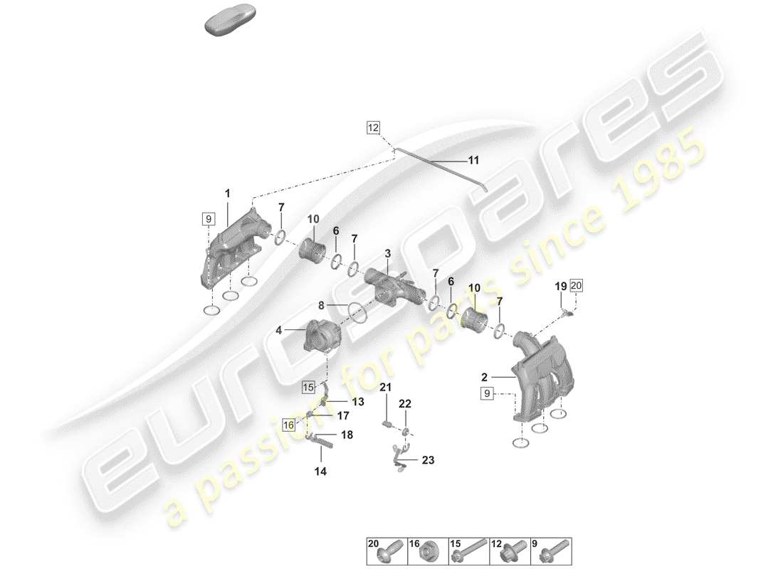 porsche 2020 (992-1) distributeur d'air d'admission schéma des pièces