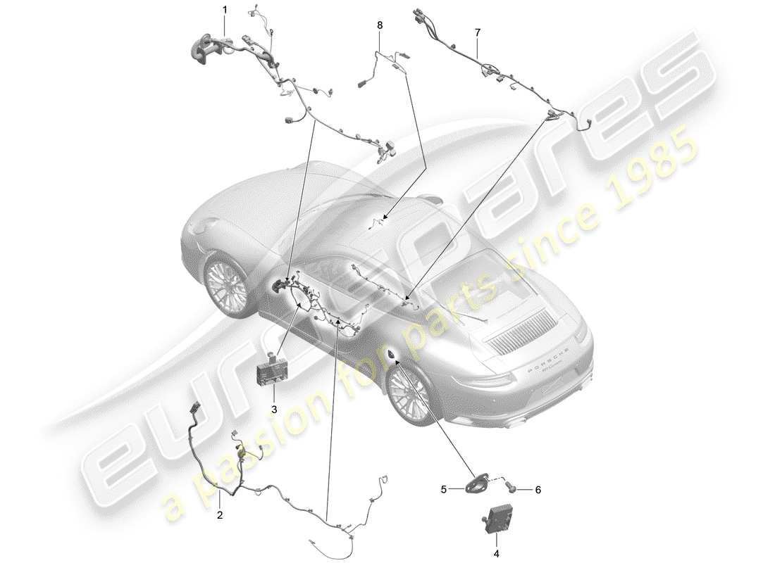 porsche 2017 (991-2) faisceaux de câbles schéma des pièces