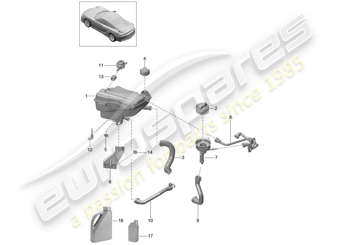 porsche 2016 (981 cayman gt4) refroidissement par eau 3 schéma des pièces