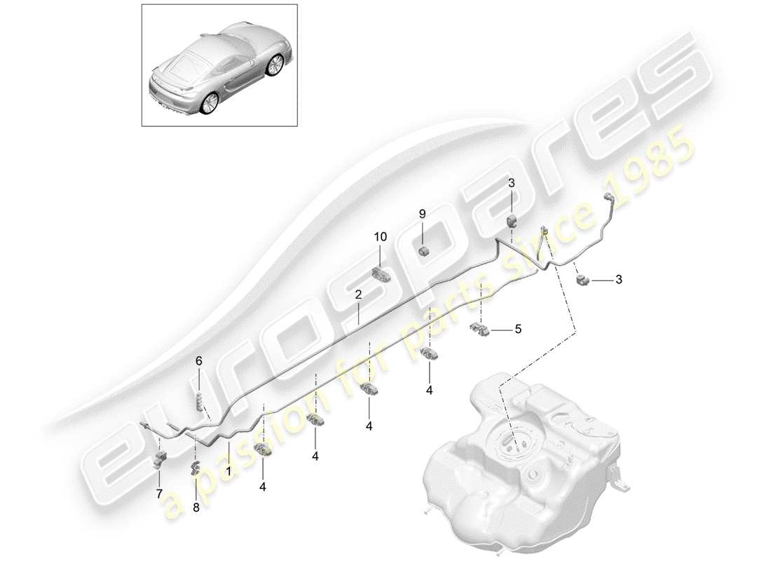 porsche 2016 (981 cayman gt4) système de carburant schéma des pièces