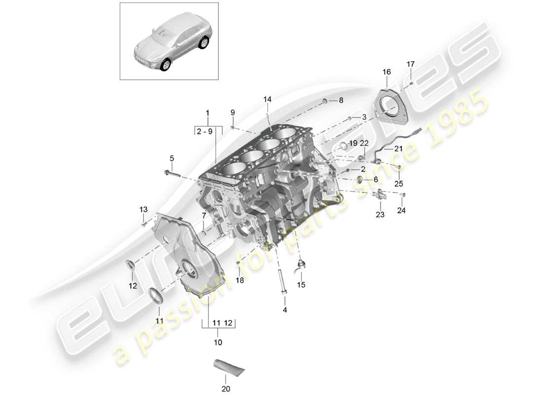 porsche 2014 (macan) carter schéma des pièces