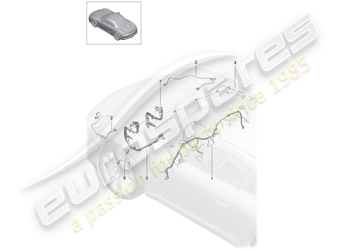 porsche 2016 (981 boxster) faisceaux de câbles schéma des pièces