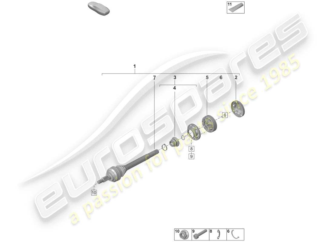 porsche 2020 (992-1) arbre de transmission schéma des pièces