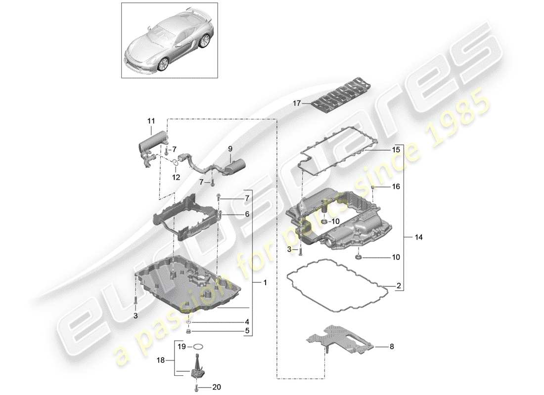 porsche 2016 (981 cayman gt4) carter d'huile schéma des pièces