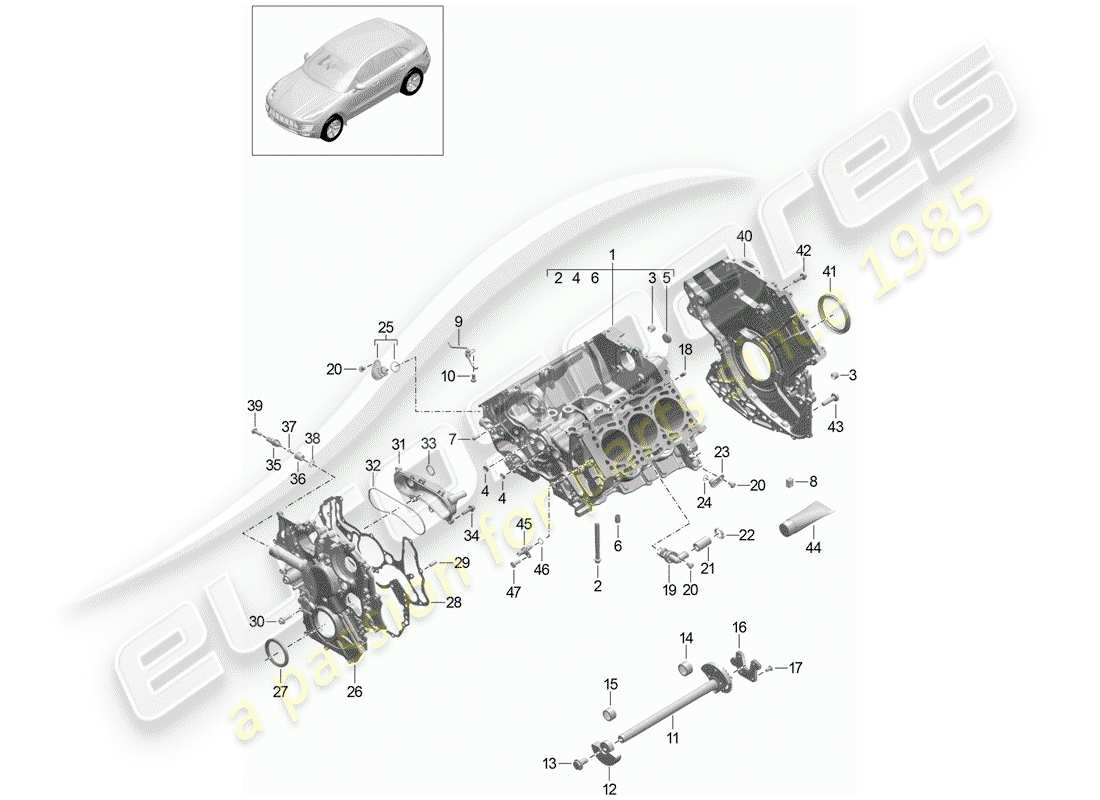 porsche 2014 (macan) carter schéma des pièces